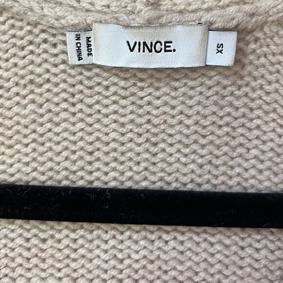 VINCE V-Neck Yak/Wool Blend Sweater Cream/Light Brown  Oatmeal Women's Size XS - Picture 3 of 5